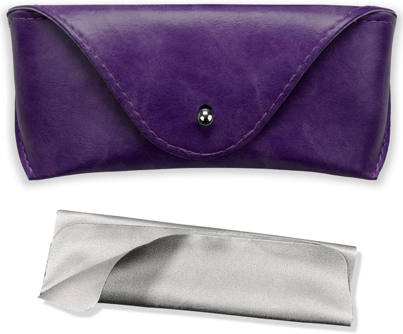 LogHog Portable Leather Glasses Case,Flexible Sunglasses Pouch Slim Case for Women Men Horizontal Eyeglass Case - Image 1